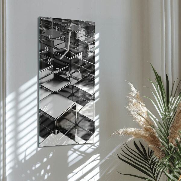 Horloge rectangulaire verticale Cubes métalliques
