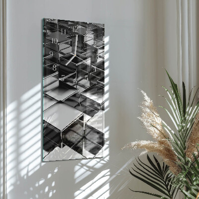 Horloge rectangulaire verticale Cubes métalliques