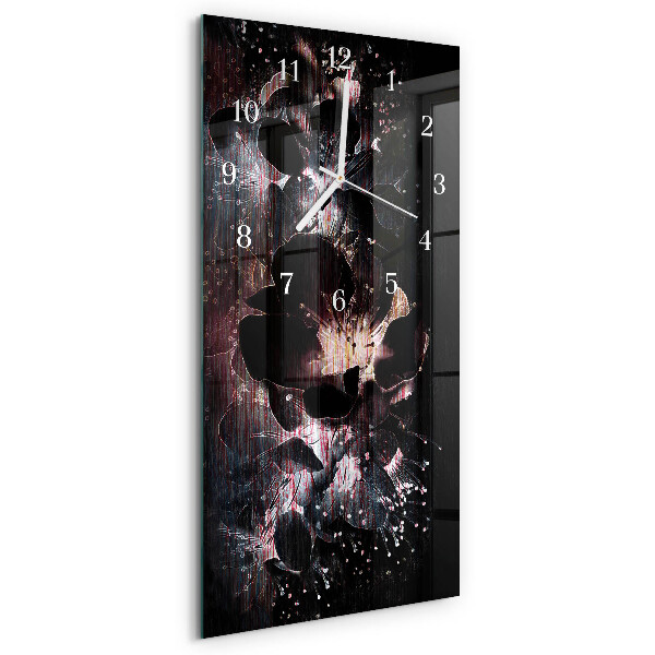 Horloge rectangulaire verticale Fleurs