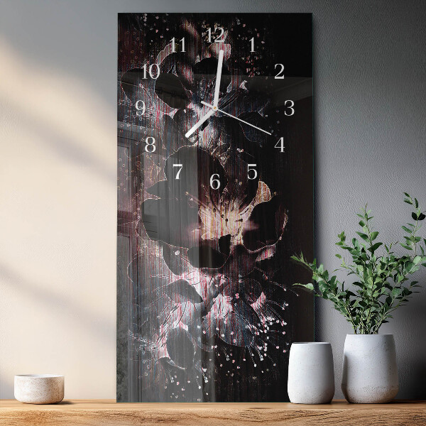 Horloge rectangulaire verticale Fleurs