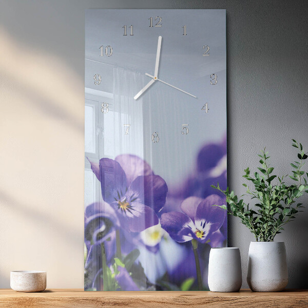 Horloge rectangulaire verticale Fleurs