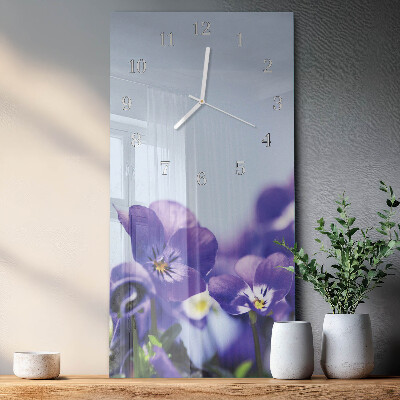 Horloge rectangulaire verticale Fleurs