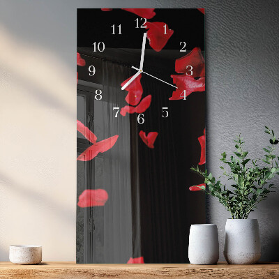 Horloge rectangulaire verticale Pétales de rose