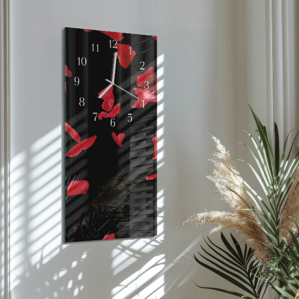 Horloge rectangulaire verticale Pétales de rose