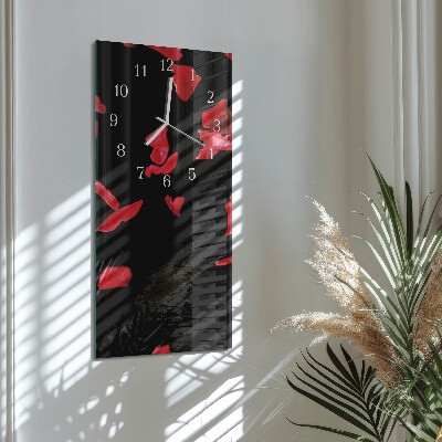 Horloge rectangulaire verticale Pétales de rose