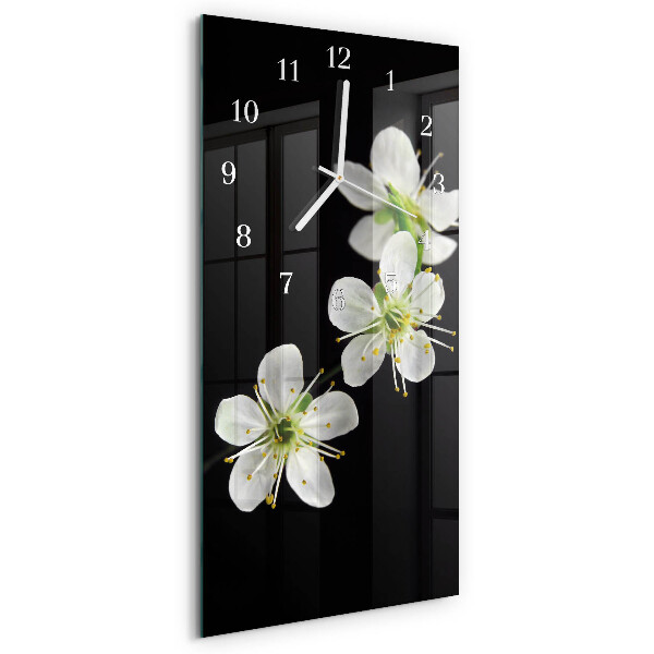 Horloge rectangulaire verticale Fleurs