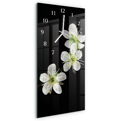 Horloge rectangulaire verticale Fleurs