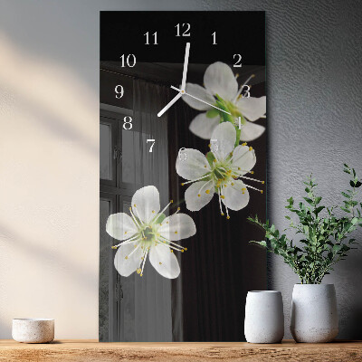 Horloge rectangulaire verticale Fleurs