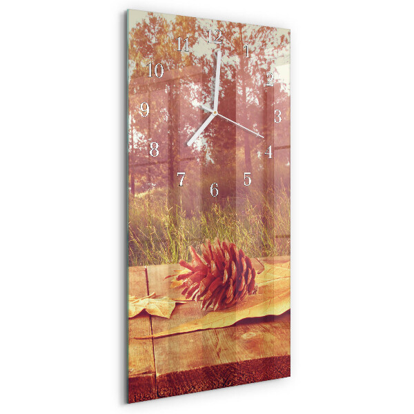Horloge rectangulaire verticale pommes de pin