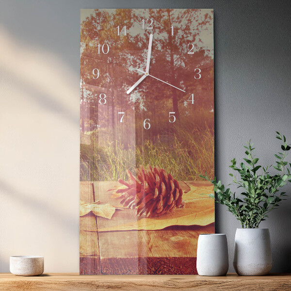 Horloge rectangulaire verticale pommes de pin