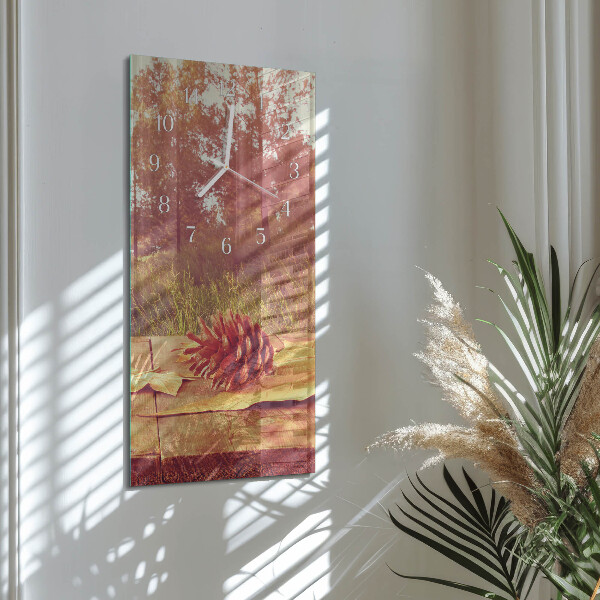 Horloge rectangulaire verticale pommes de pin