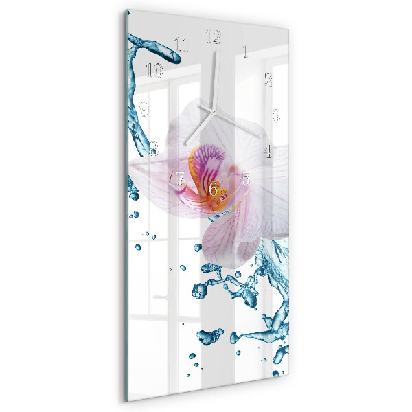 Horloge rectangulaire verticale Orchidée