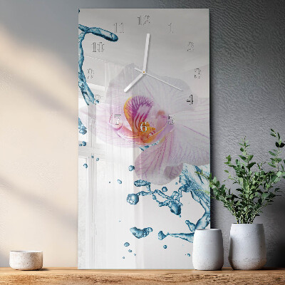 Horloge rectangulaire verticale Orchidée