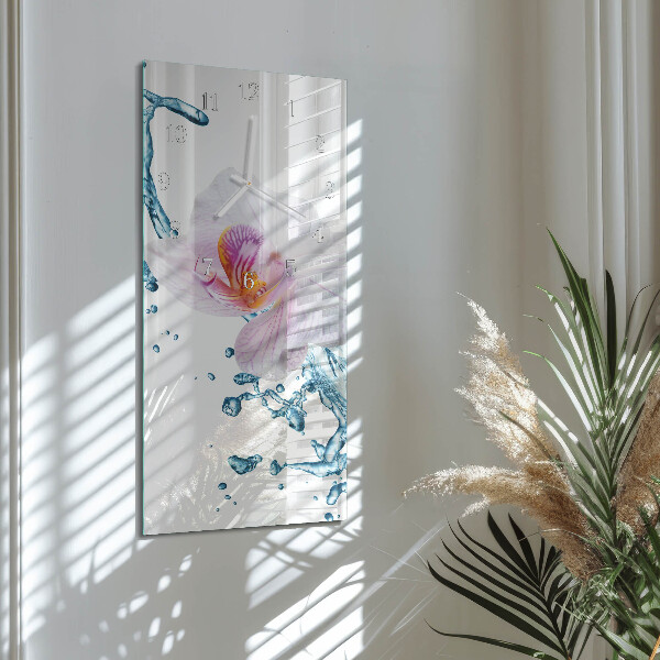 Horloge rectangulaire verticale Orchidée