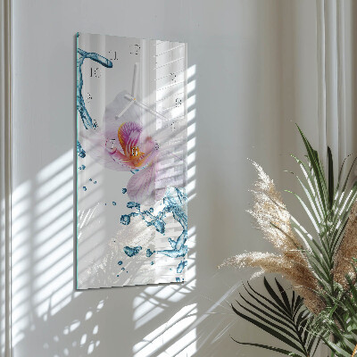 Horloge rectangulaire verticale Orchidée