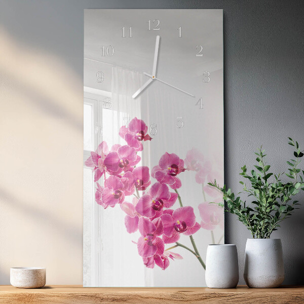 Horloge rectangulaire verticale Orchidées