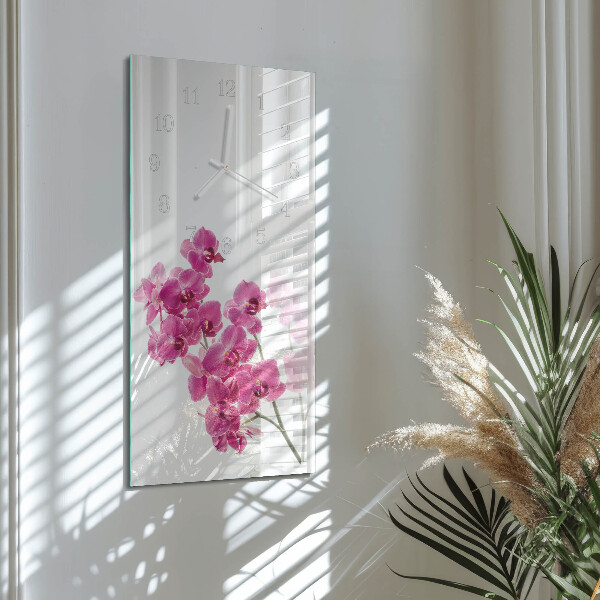 Horloge rectangulaire verticale Orchidées