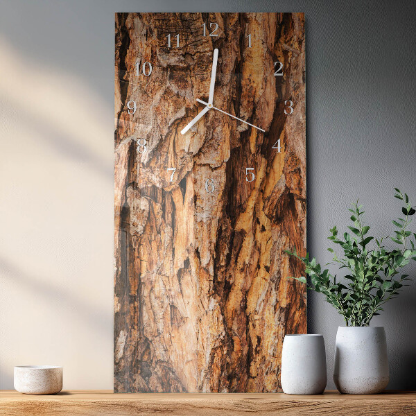 Horloge rectangulaire verticale Écorce d'arbre