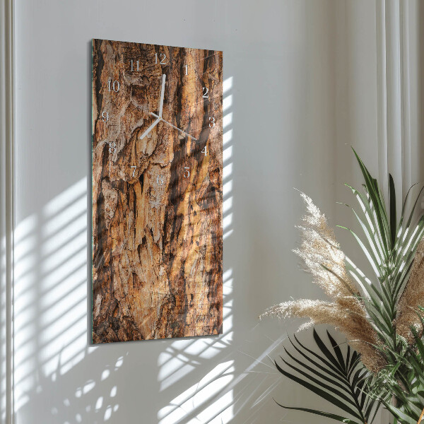 Horloge rectangulaire verticale Écorce d'arbre