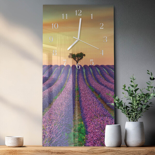 Horloge rectangulaire verticale Champ de lavande