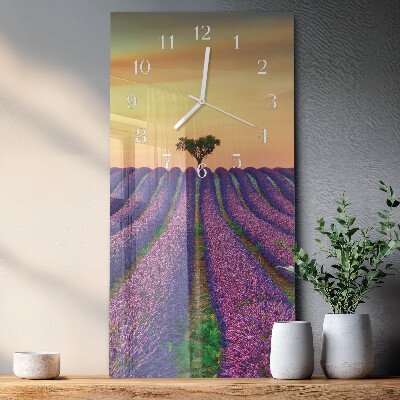 Horloge rectangulaire verticale Champ de lavande
