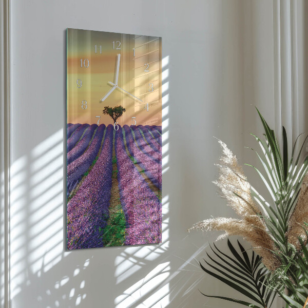 Horloge rectangulaire verticale Champ de lavande