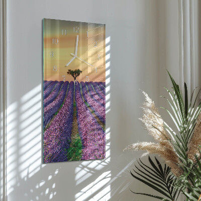 Horloge rectangulaire verticale Champ de lavande