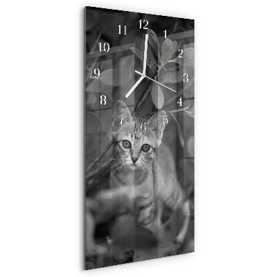 Horloge rectangulaire verticale Chat