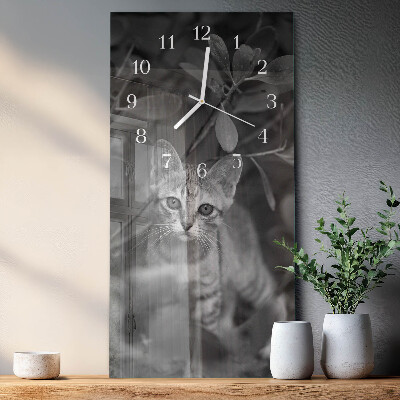 Horloge rectangulaire verticale Chat