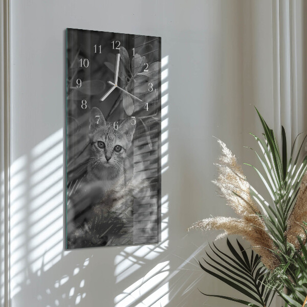 Horloge rectangulaire verticale Chat