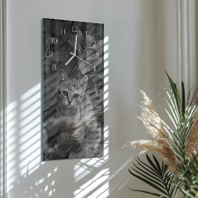 Horloge rectangulaire verticale Chat