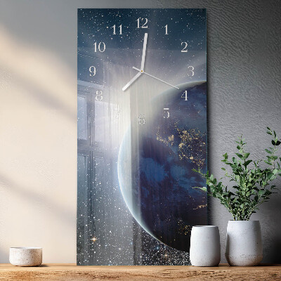 Horloge rectangulaire verticale Terre Weltall