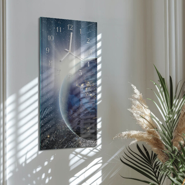 Horloge rectangulaire verticale Terre Weltall