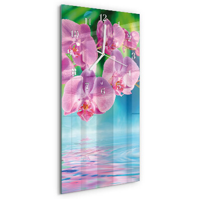Horloge rectangulaire verticale Orchidées
