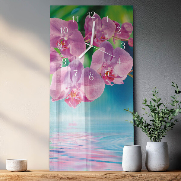 Horloge rectangulaire verticale Orchidées