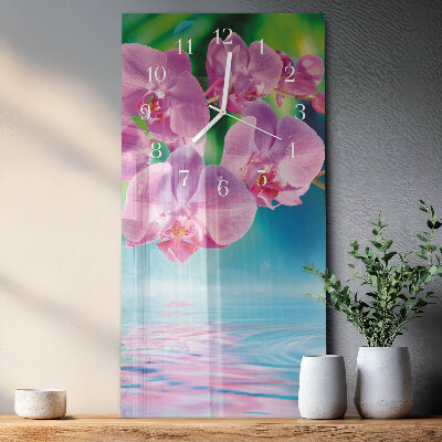Horloge rectangulaire verticale Orchidées