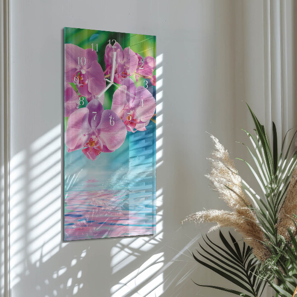 Horloge rectangulaire verticale Orchidées