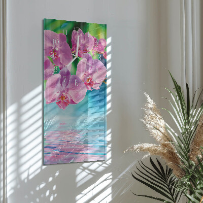 Horloge rectangulaire verticale Orchidées