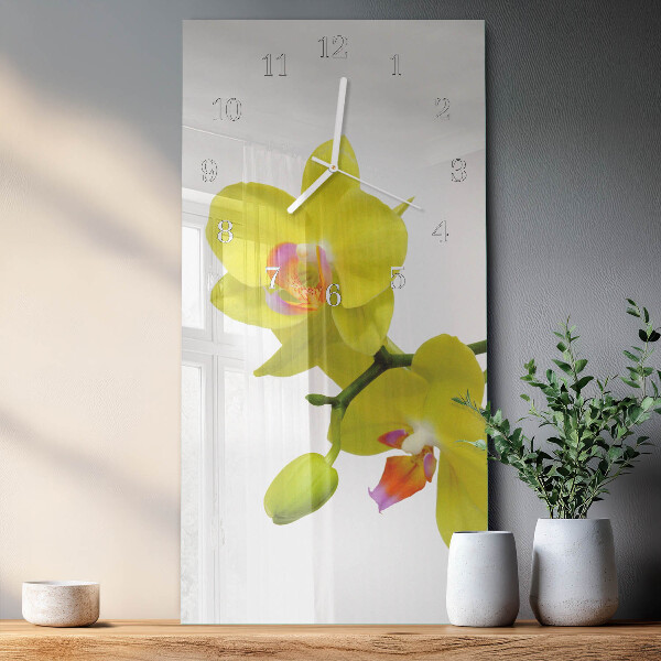 Horloge rectangulaire verticale Orchidée