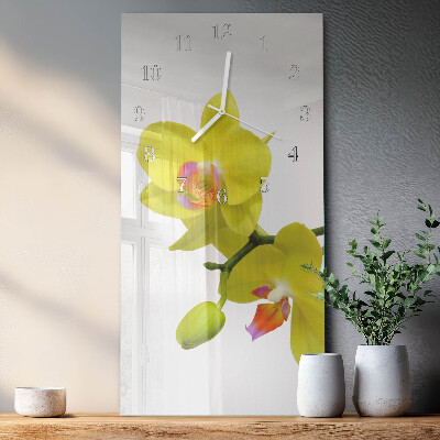 Horloge rectangulaire verticale Orchidée