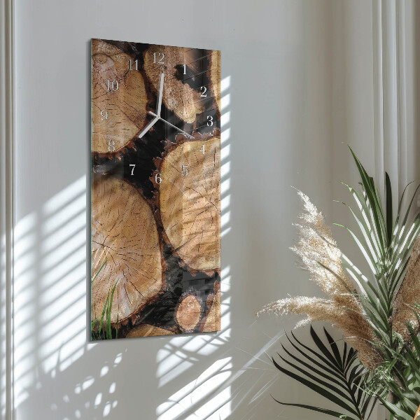 Horloge rectangulaire verticale Grains de bois