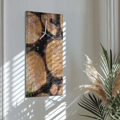 Horloge rectangulaire verticale Grains de bois