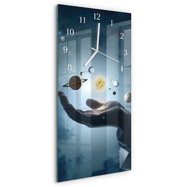 Horloge rectangulaire verticale Main de la planète