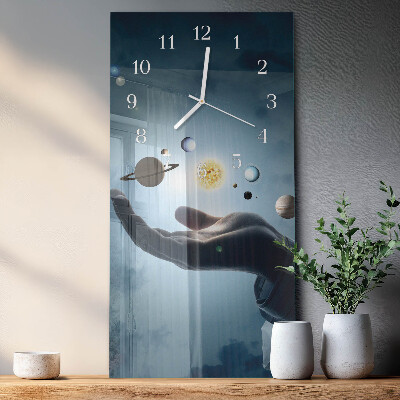 Horloge rectangulaire verticale Main de la planète