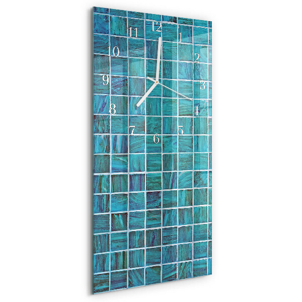 Horloge rectangulaire verticale Tuiles bleues