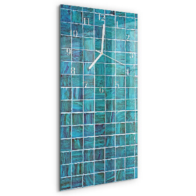 Horloge rectangulaire verticale Tuiles bleues