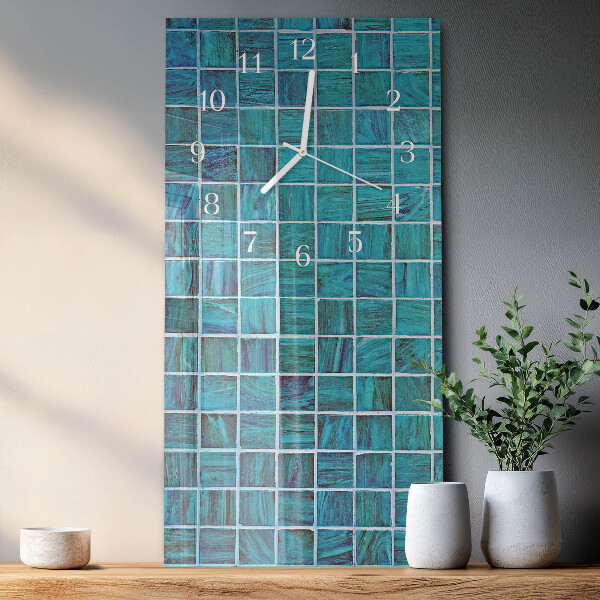 Horloge rectangulaire verticale Tuiles bleues