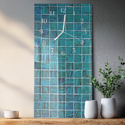 Horloge rectangulaire verticale Tuiles bleues