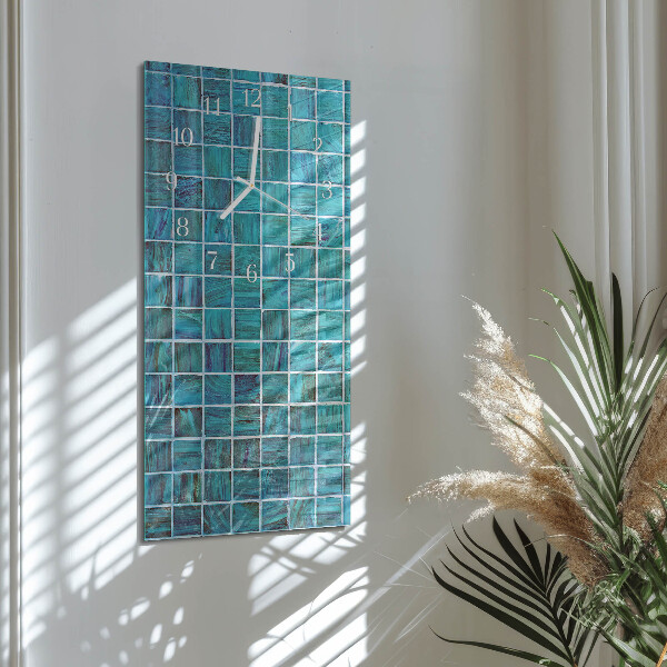 Horloge rectangulaire verticale Tuiles bleues