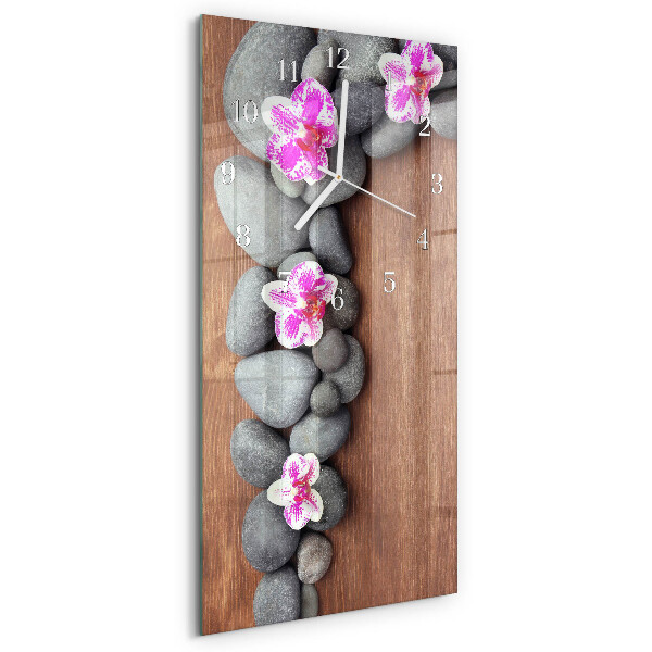 Horloge rectangulaire verticale Pierres d'orchidées